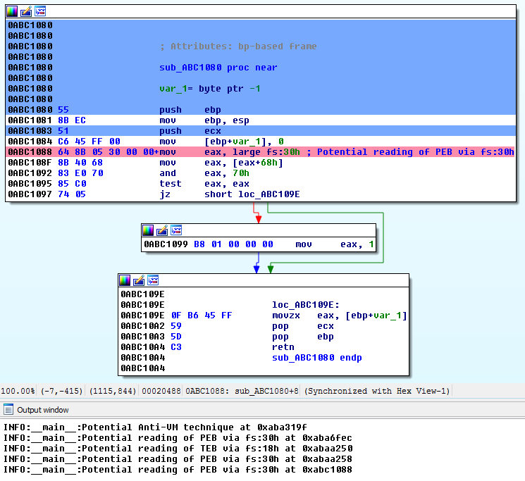 Highlighted instructions and output